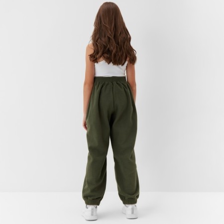 Брюки для девочки MINAKU: Fleece Soft, цвет зелёный, рост 146 см-3