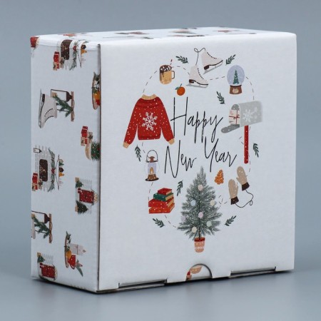 Folding box "Hugge", 15 x 15 x 7 cm, new year-1
