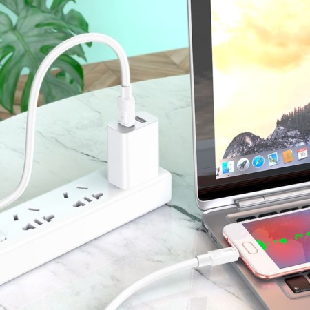 Hoco X84 cable, micro USB - USB, 2.4 A, 1 m, data transfer, PVC, white-2