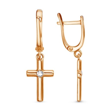 Earrings "crosses" Small, pink gilding, white color