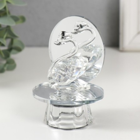 Suvenir glass "Swan on a mirror stand" 6x5x8 cm-3