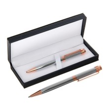 Gift handle, ballpoint, in the leatherette case, rotary, VIP case, silver-golden body