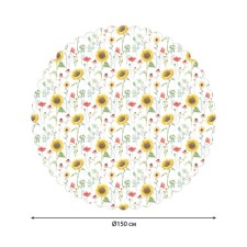 The tablecloth “Sunflowers and poppies”, round, Saten, d = 150 cm