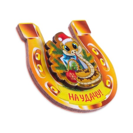 New Year's magnet two -layer "for good luck!" Symbol of the year, 8 x 7 cm-1