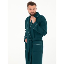 Male dressing gown, shalka+kant, size 48, emerald color, waffle