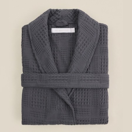 Wafel dressing gown Male SL Home: Chess "Grig Sandre", size M, 100% cotton, 340 g/m2-13