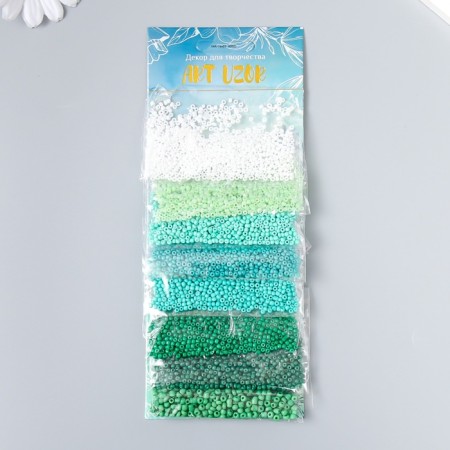 Round beads "shades of green" 8 colors x 10 grams-2