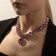 The necklace "Jewel" drop, lilac color in silver, 32 cm