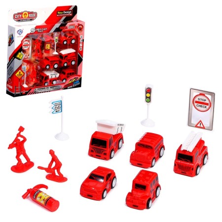 Set of children's machines "Fire Service", inertia, 5 pcs., Accessories