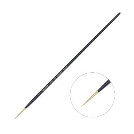 Brush of columns Round shortened ROBLOFF series 1117 No. 0, Long black matte handle, yellow clip