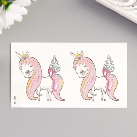 Tattoo on the body color "New Year's unicorns" 10.5x6 cm