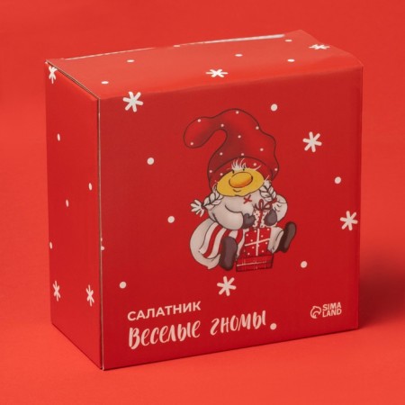 Saladnik New Year's share "Funny Dwarves", 600 ml, 14 × 14 × 6.8 cm-4