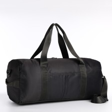 Road bag on lightning, external pocket, shoe compartment, suitcase holder, long belt, gray color.