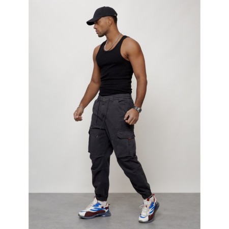 Cargo jeans men, size 46-48, dark gray color-9