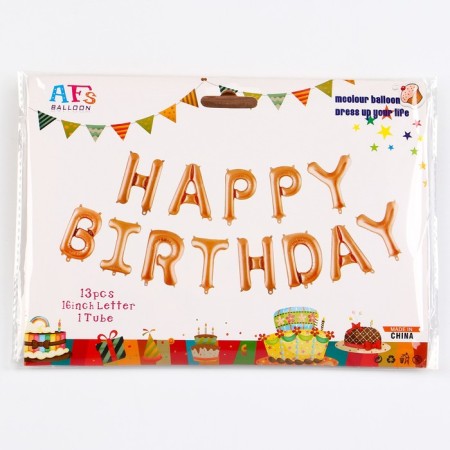 Foil ball 16 "Happy Birthday", capital letters, color pink gold-5