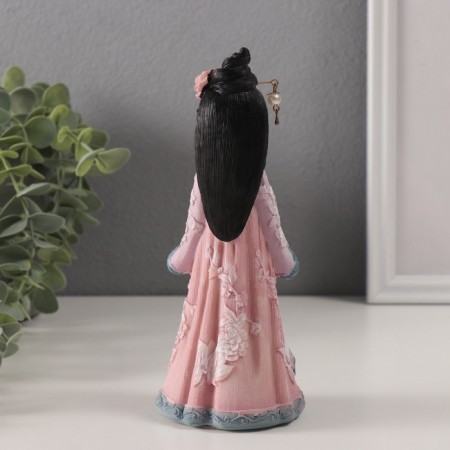 Polystone souvenir "Girl in a kimono with a mirror" pink-lilac 6x7.5x18 cm-2