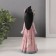 Polystone souvenir "Girl in a kimono with a mirror" pink-lilac 6x7.5x18 cm