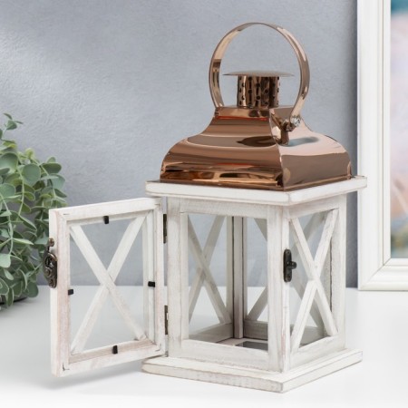 Summary tree for 1 candle "Lantern" gray and copper 24.5x13.5x13.5 cm-2