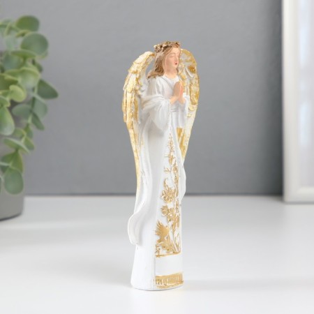 Souvenir Polystone "Girl with a golden wreath" White 2.7x6.5x14.7 cm-2