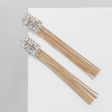 Hanging earrings with the ode "Odyssey" a rectangle, the color is white in gold