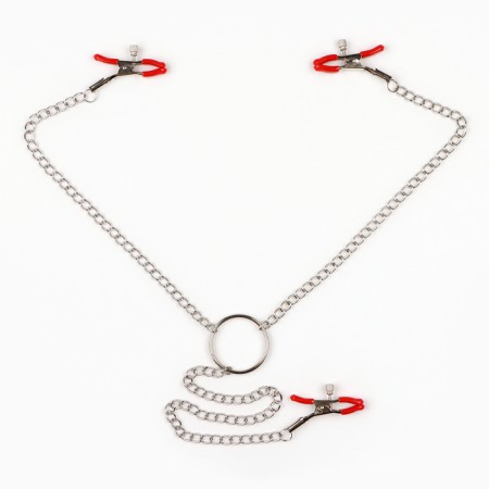 BDSM Assessoir Okpoki, clamps for nipples and clitoris, metal, red-2