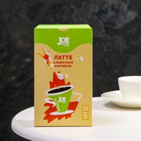 Soluble coffee drink Joe Black Coffee 3 in 1 "Latte Creamy Caramel", 18 g-1