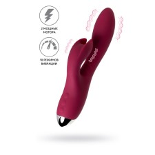 Vibrator with clitoral stimulant L’Eroina by Toyfa Mion, silicone, burgundy, 22 cm