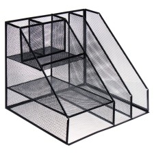Stand for stationery, 7 departments, mesh, metal, black