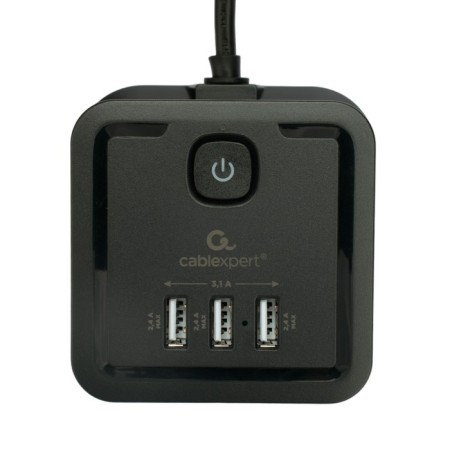Network filter Cablexpert Twr-4-U3-B-2, 4P, 10A, 3XUSB, 3.1A, 2M, Ur. Protection 2+, black 1030905-1