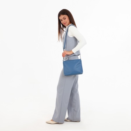 Bag Cross-Bodi with a zipper, blue color-6