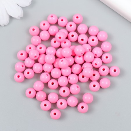 Plastic beads "bright pink" glossy set 25 grams d = 0.8 cm-1