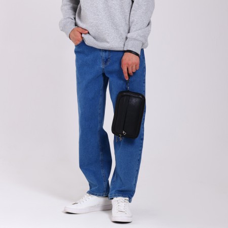 Male bag over the shoulder, artificial leather, black color-6