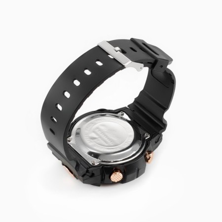 Men's washing watches, silicone strap, black-3