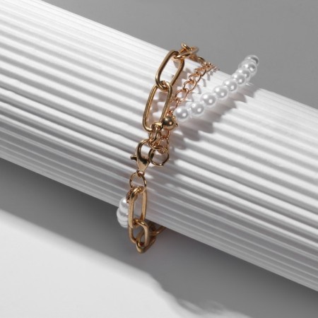 Bracelet Pearl "Castle" ball No. 8, white-gray color in gold, l = 16 cm-3