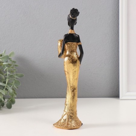 Souvenir Polystone "African Zem in a golden dress, with a vase" 5x6x27 cm-2