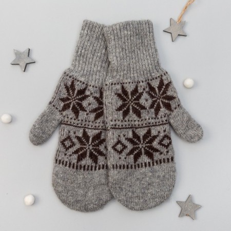 Women's mittens from Mongolian wool, gray color, size 17-19 (6.5-7.5)