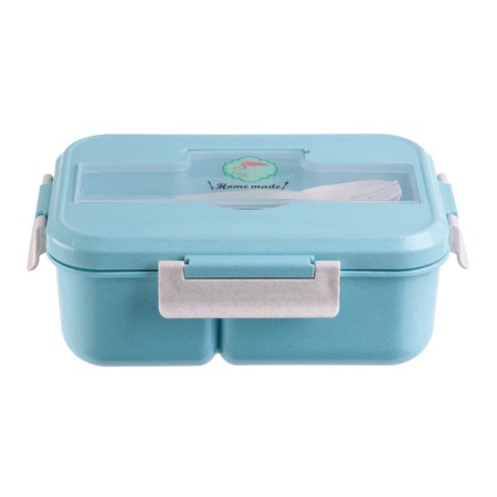 Lunch box with compartments for food, food container, 1.1 l, 21.5 x 7.6 x 15 cm, blue