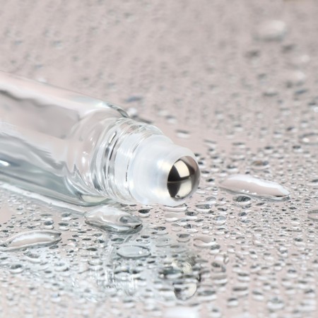 Glass bottle for perfume, with a roller, 10 ml, transparent/black color-3