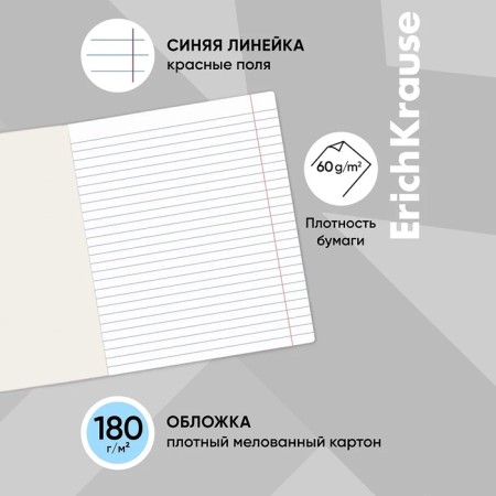 Notebook 24 sheets in the Erichkrause "Classic", cover coated cardboard, offset block, mix (1 species in the adhesion)-2