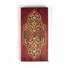 Wooden backgammon is large, with “Marketri-21” checkers, a board game, 60 x 60 cm