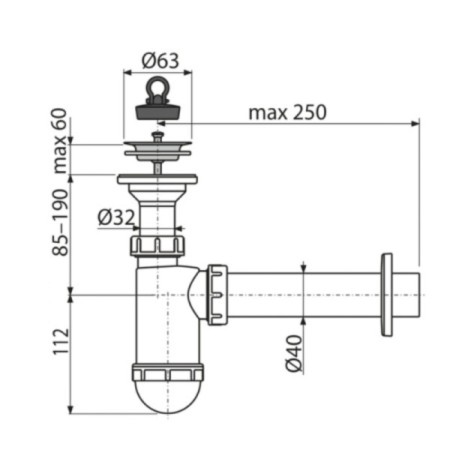 Siphon for the washbasin Alcadrain AG210512140, D = 40 mm, polypropylene-1
