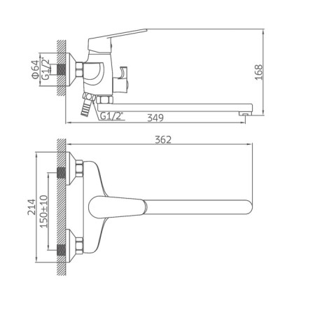 Accoona A7169 bath mixer, one -leaf, pour 300 mm, silumin, chrome-8