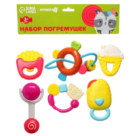 A set of rattles "Sweets", with elastic elements, 7 pcs, color mix-8