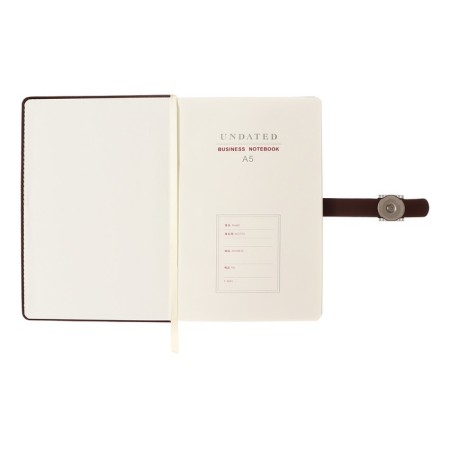 Organizer on the rings of A6+, 80 sheets, leatherette, with a stream, a line, with a handle, in a gift box, brown-6