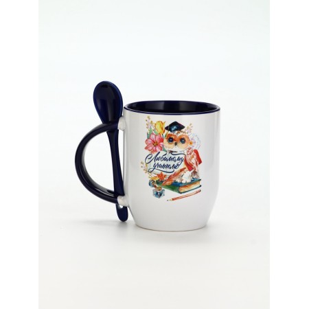 A mug with a spoon "Beloved Teacher", 350 ml