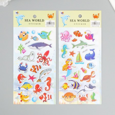 Sticker Plastic "Sea inhabitants" MIX 22x10 cm-2