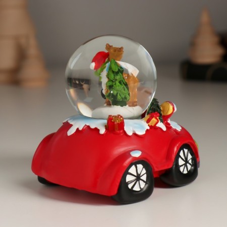 Souvenir Polystone Water Ball "New Year's car" MIX 8.3x6.6x7.8 cm-4