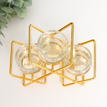 Climber metal, glass for 3 candles "intersections" d-4.5 cm gold 14x6x16 cm-4