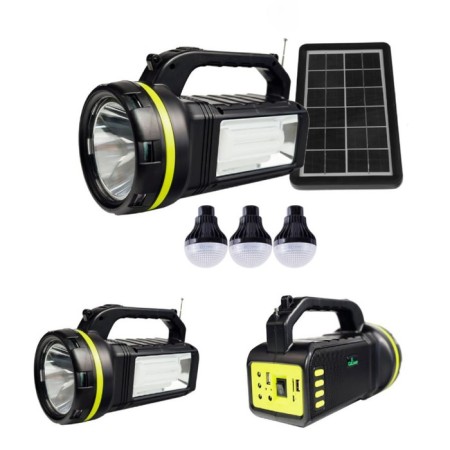 Camping battery flashlight, with light bulbs, 10 watts, 9000 mAh, solar battery, USB-8