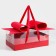Gift box with a bow, handles and a transparent lid 35 x 21 x 15 cm red